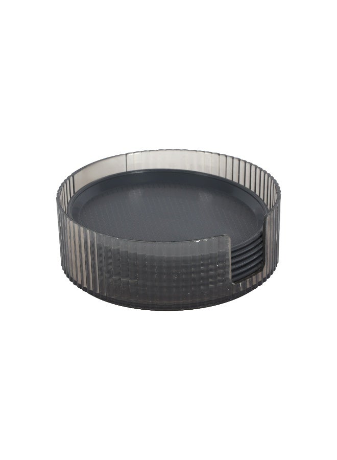 Royalford Acrylic Tea Coaster with Holder- RF12899/ Set of 6 Coasters, 11 cm Assorted Colors Set Assorted - Image 2