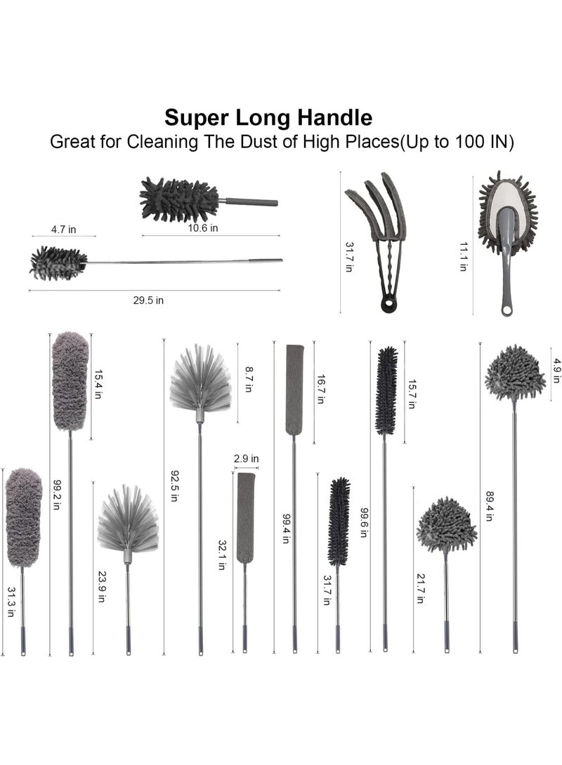 Arabest 9-in-1 Home Microfiber Duster Set, High Reach Duster Kit with 100"" Extension, Bendable and Washable, for Cleaning Ceiling Fans, Crevices, Furniture and Cars - Image 2