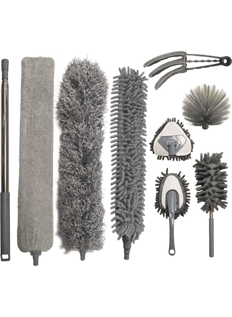 Arabest 9-in-1 Home Microfiber Duster Set, High Reach Duster Kit with 100"" Extension, Bendable and Washable, for Cleaning Ceiling Fans, Crevices, Furniture and Cars - Image 1
