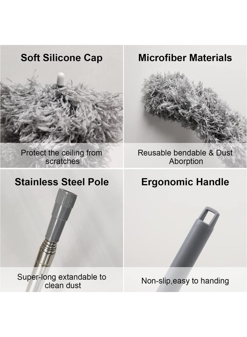 Arabest 9-in-1 Home Microfiber Duster Set, High Reach Duster Kit with 100"" Extension, Bendable and Washable, for Cleaning Ceiling Fans, Crevices, Furniture and Cars - Image 3