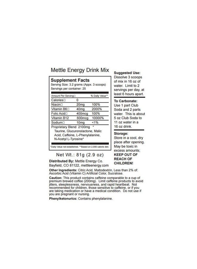 Mettle Energy Energy Drink Powder - 75 Servings | Sugar Free | 200Mg Caffeine - Mettle Energy Drink Mix (Strawberry Lemonade) - Image 2