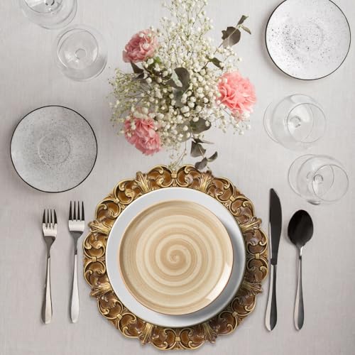 Leemxiiny Gold Charger Plates Set of 6, Decorative Table Plastic Chargers for Dinner Plates, Party, Wedding, Thanksgiving, Christmas, 11G - Image 3