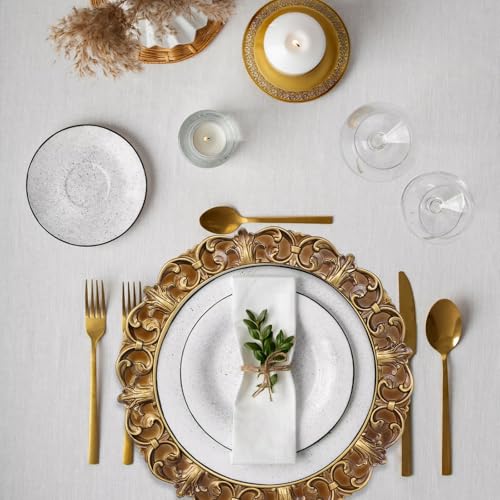 Leemxiiny Gold Charger Plates Set of 6, Decorative Table Plastic Chargers for Dinner Plates, Party, Wedding, Thanksgiving, Christmas, 11G - Image 2