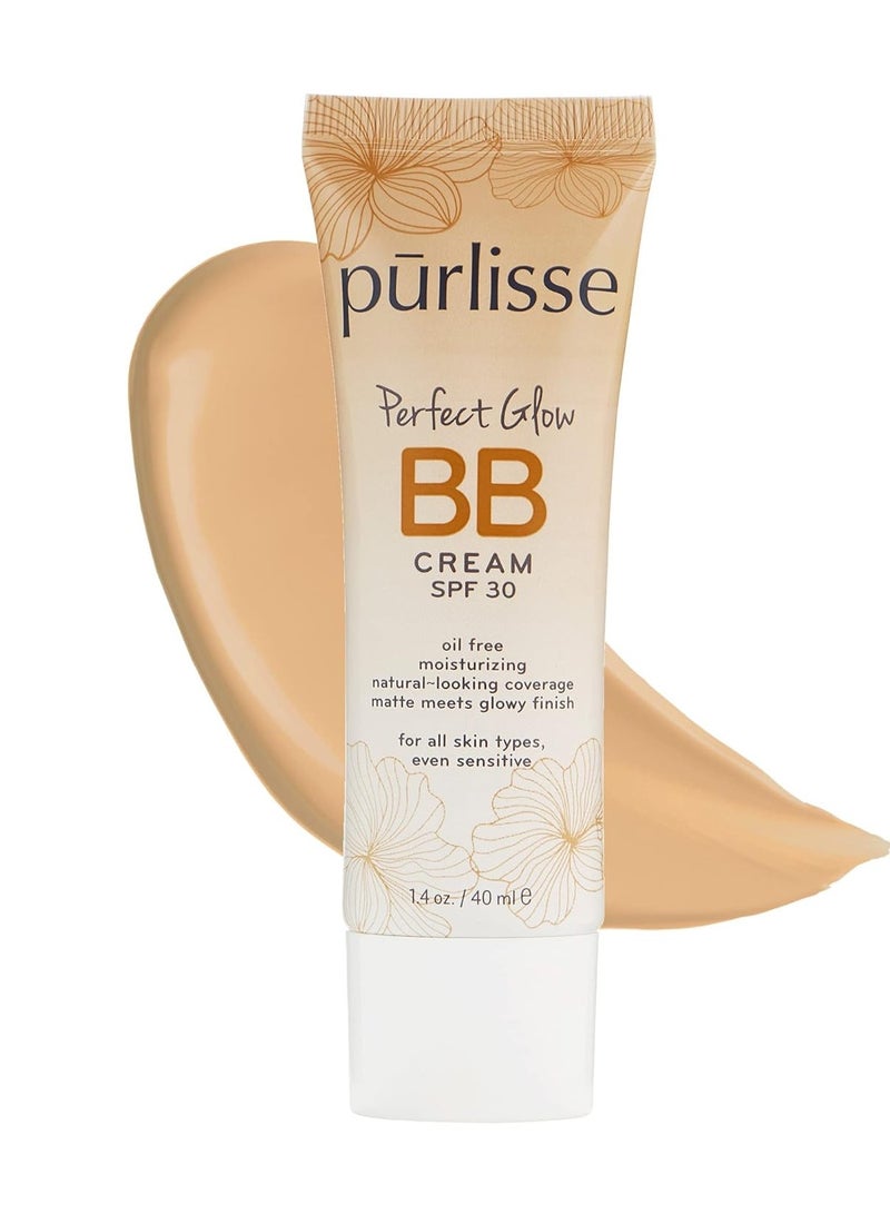 Purlisse pūrlisse Perfect Glow BB Cream SPF 30: Clean & Cruelty-Free, Medium Flawless Coverage, Hydrates with Jasmine | Light Medium 1.4oz - Image 1