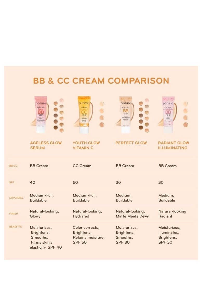 Purlisse pūrlisse Perfect Glow BB Cream SPF 30: Clean & Cruelty-Free, Medium Flawless Coverage, Hydrates with Jasmine | Light Medium 1.4oz - Image 5