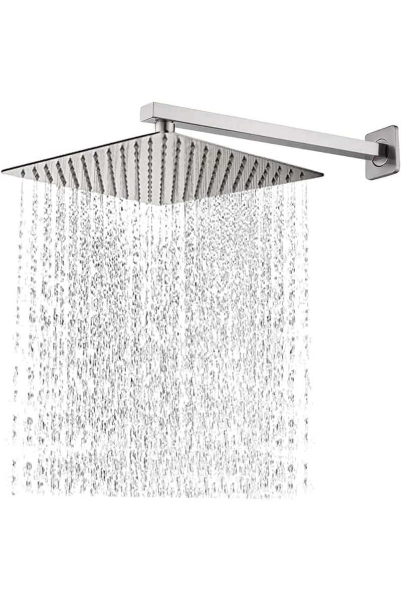 8-Inch Stainless Steel 304 Shower Head – Luxury Ultra Slim Square Bathroom Shower, Heavy-Duty SS-304 Grade, 8x8 Inches, Silver Finish, 1 Set