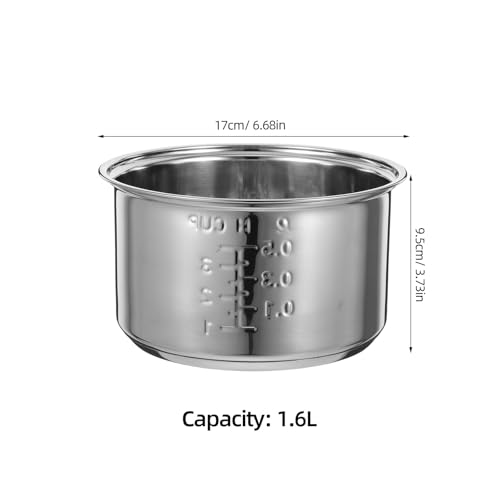 Holidyoyo Rice Cooker Inner Pot: Stainless Steel Inner Pot 1.6L Cooker Liner Universal Replacement Insert Nonstick for Electric Rice and Grain Cookware - Image 2