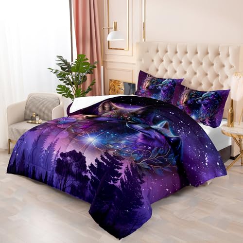 Tuzaovy Wolf Bedding Set King Size - Camping Theme Comforter Set With Animal Print - Image 4