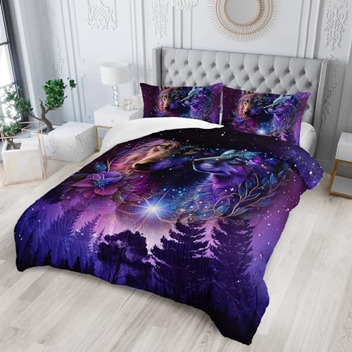 Tuzaovy Wolf Bedding Set King Size - Camping Theme Comforter Set With Animal Print - Image 2