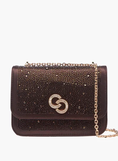 Celeste Women Rhinestone Embellished Crossbody Bag with Chain Strap