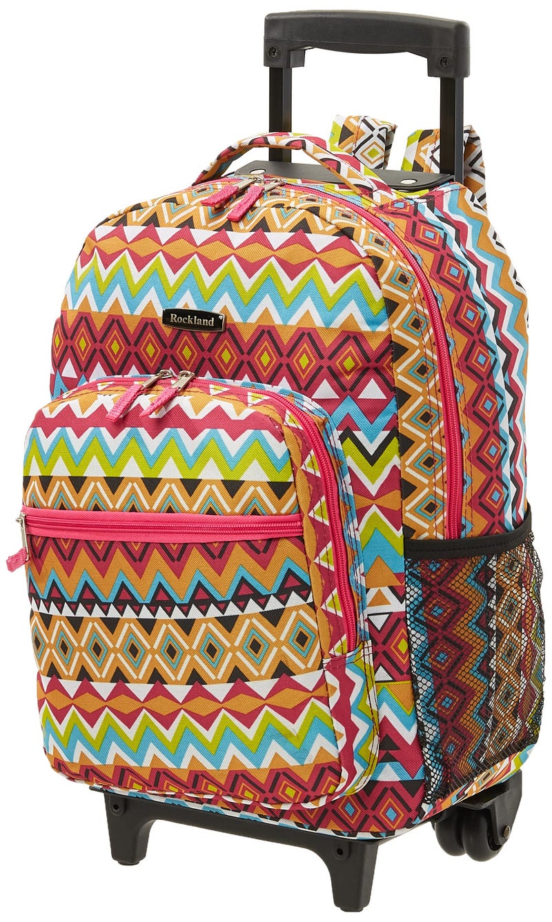 Rockland Double Handle Rolling Backpack Tribal 17Inch