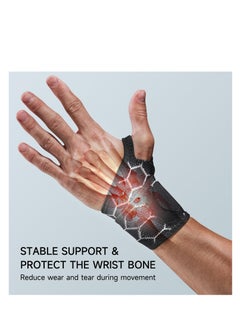 Excefore 2 Pack Sport Wrist Wrap, Compression Wrist Support, Hand Brace Carpal Tunnel, Suitable for Women Men-Right & Left hands (Black)  - Image 4