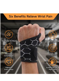 Excefore 2 Pack Sport Wrist Wrap, Compression Wrist Support, Hand Brace Carpal Tunnel, Suitable for Women Men-Right & Left hands (Black)  - Image 3