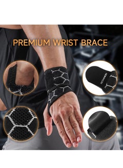 Excefore 2 Pack Sport Wrist Wrap, Compression Wrist Support, Hand Brace Carpal Tunnel, Suitable for Women Men-Right & Left hands (Black)  - Image 5