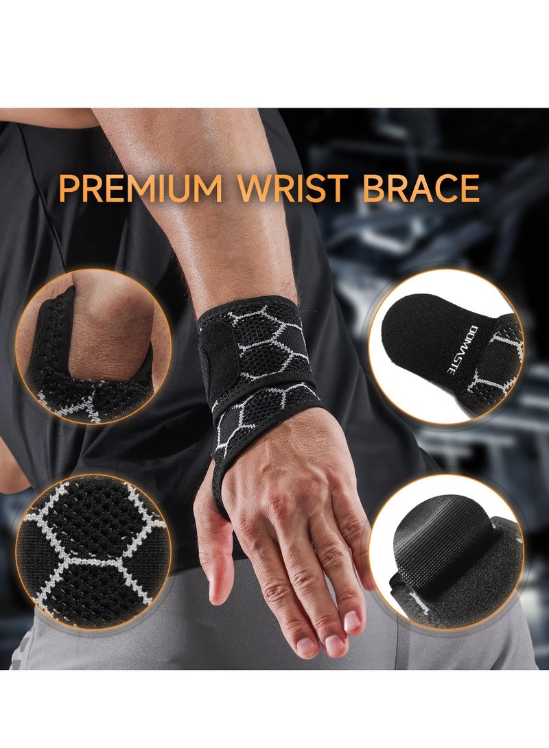 Excefore 2 Pack Sport Wrist Wrap, Compression Wrist Support, Hand Brace Carpal Tunnel, Suitable for Women Men-Right & Left hands (Black)  - Image 5