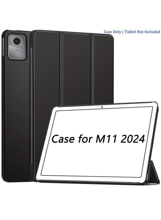 غطاء ناعم لجهاز Lenovo Tab M11 11 بوصة 2024 أسود مع حامل قابل للطي وغطاء ذكي للإيقاظ والنوم التلقائي - Image 1