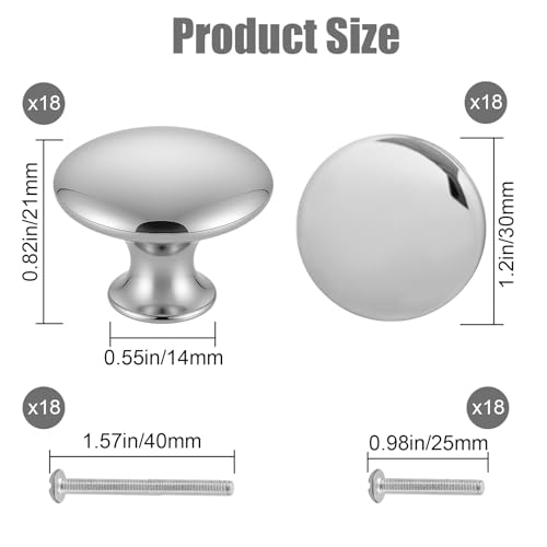 Romeda 18 Piece Drawer Knobs, Silver Cabinet Knobs with Screw, 30mm Drawer Pulls for Dresser, Kitchen, and Cabinet Drawers - Image 3
