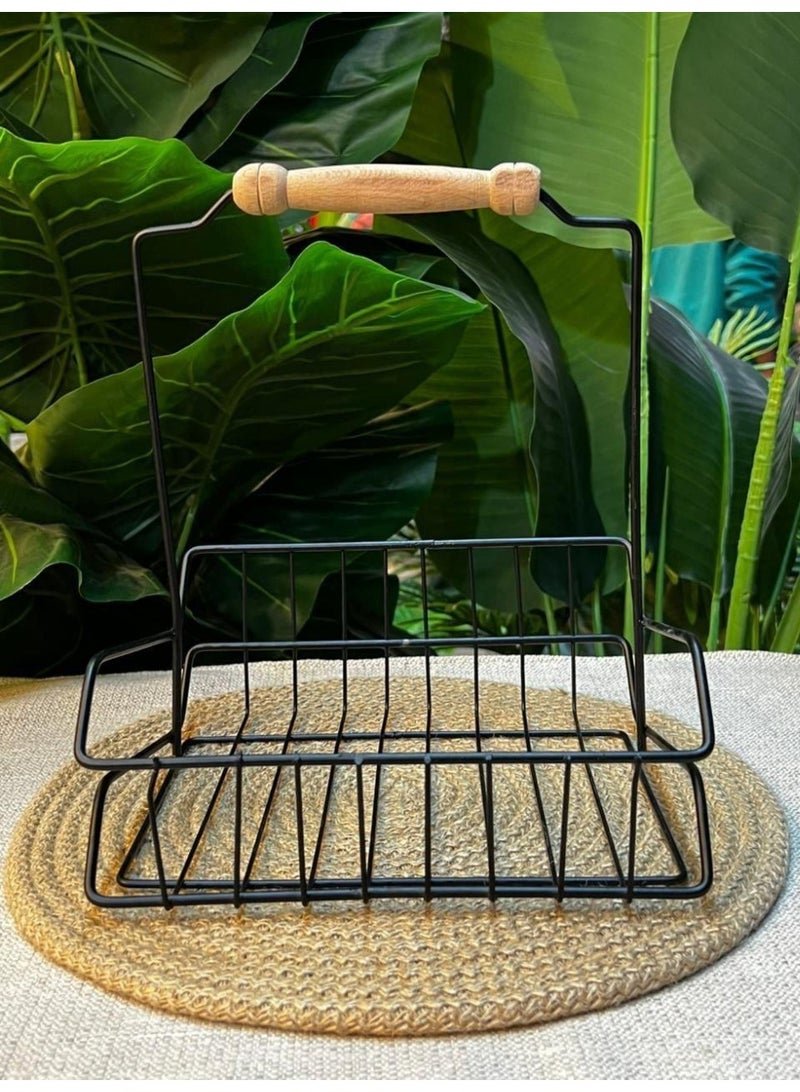 حامل صوصات و برطمنات بيد منظم عملي و انيق اللون اسود لتقديم سفره و مطبخ - Image 1