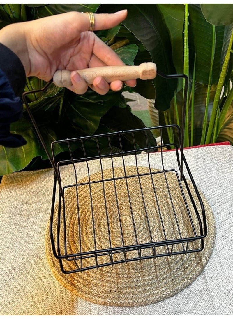 حامل صوصات و برطمنات بيد منظم عملي و انيق اللون اسود لتقديم سفره و مطبخ - Image 2