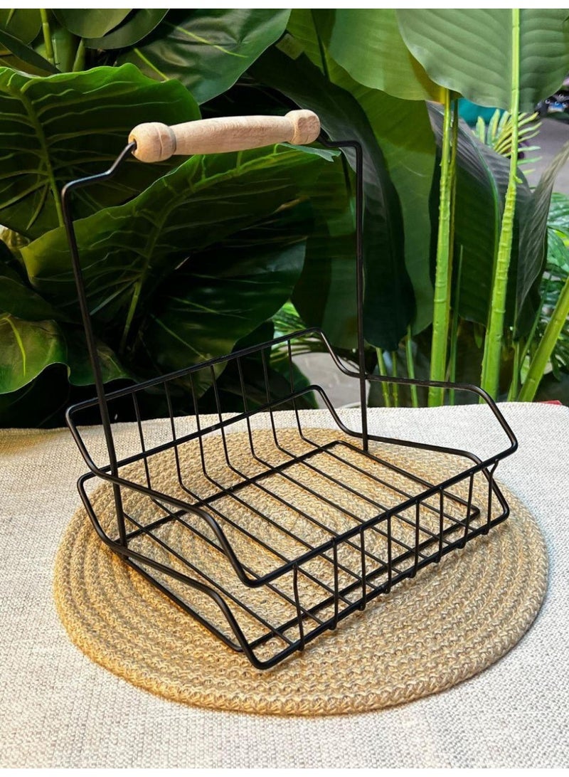 حامل صوصات و برطمنات بيد منظم عملي و انيق اللون اسود لتقديم سفره و مطبخ - Image 3