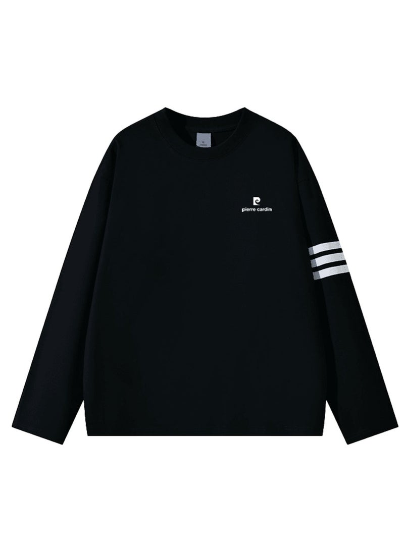 Pierre Cardin Men's & Women's Long Sleeve Casual Crew Neck Sweatshirt Regular Fit Daily Wear Black - Image 2