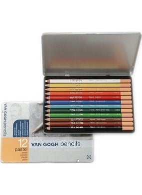 Talens - Van Gogh Pastel Crayons Set 12 Colors Metal Box - Image 1
