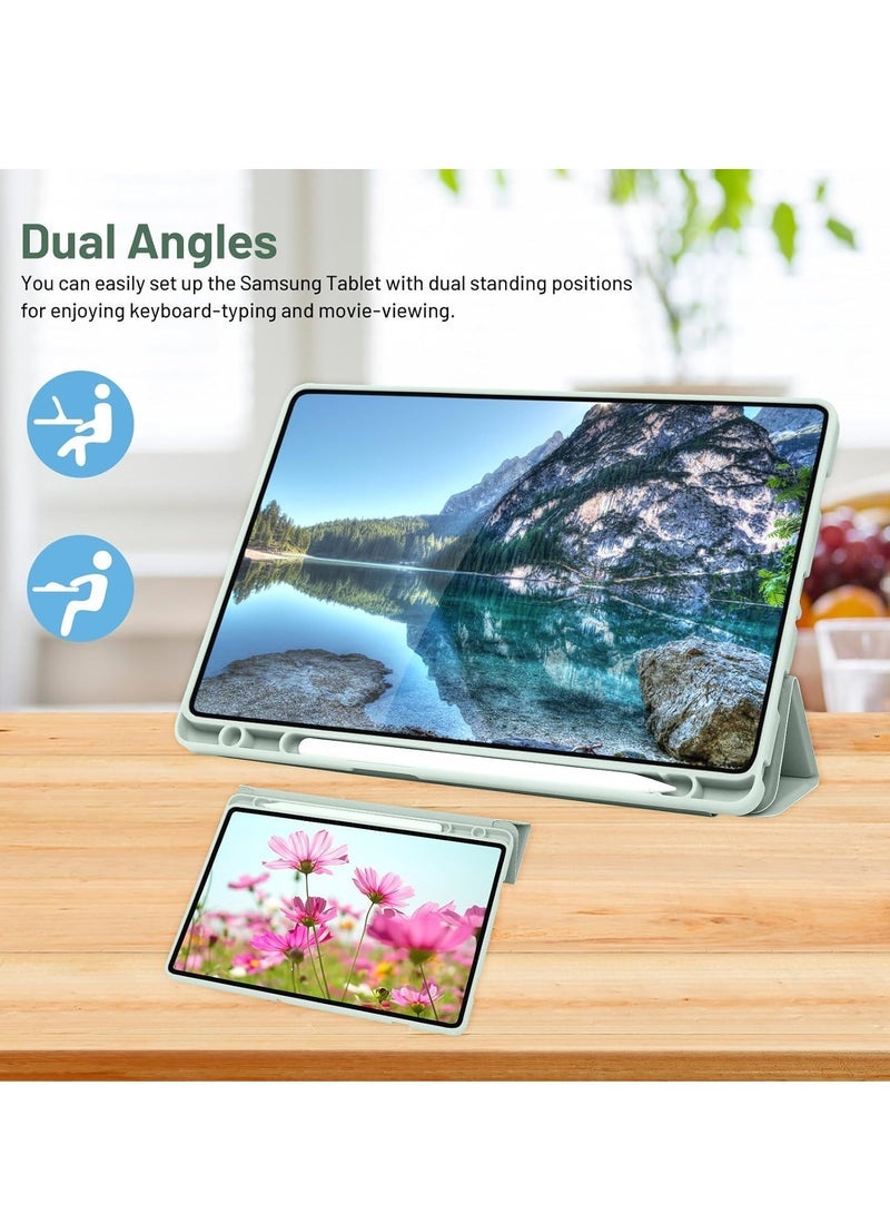 JAJEEK Case for Samsung Galaxy Tab A9 Plus Tablet Case with Pencil Holder, Slim Smart Protective Case with Soft TPU Back, Auto Sleep/Wake Cover Light Green - Image 5