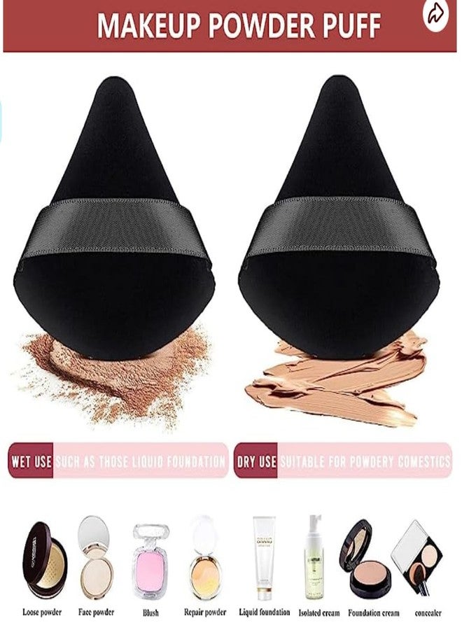 COSSESS Triangle Powder Puff | Makeup Sponge puff Face Dry Wet Makeup Puff for Loose Powder Body Powder, Cotton Cosmetic Sponge for Contouring, Under Eyes and Corners (one size, PACK OF 2) - Image 3