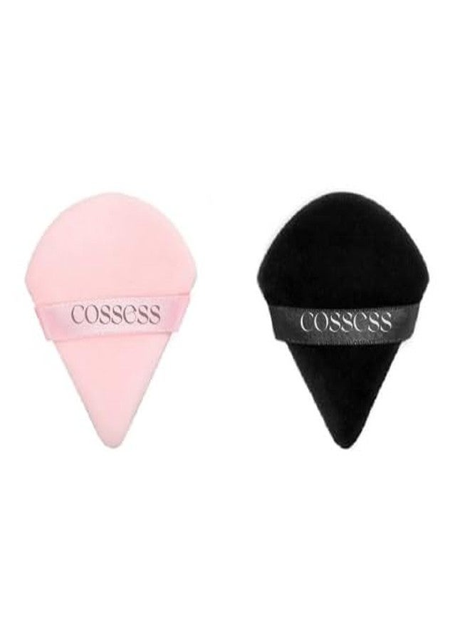 COSSESS Triangle Powder Puff | Makeup Sponge puff Face Dry Wet Makeup Puff for Loose Powder Body Powder, Cotton Cosmetic Sponge for Contouring, Under Eyes and Corners (one size, PACK OF 2) - Image 1