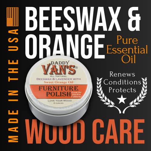 Daddy Van's Beeswax Furniture Polish – Natural Wood Polish with Lavender & Sweet Orange Oil – Non-Toxic, Chemical-Free, Eco-Friendly Wood Conditioner – Safe for Kids & Pets – 6 oz - Image 2