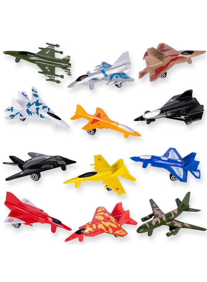 ArtCreativity ArtCreativity Diecast Jet Toy Playset, Set of 12, Fighter Jet Toys in Assorted Colors and Designs, Great Birthday Party Favors, Goodie Bag Fillers, Gift Idea for Kids  - Image 1