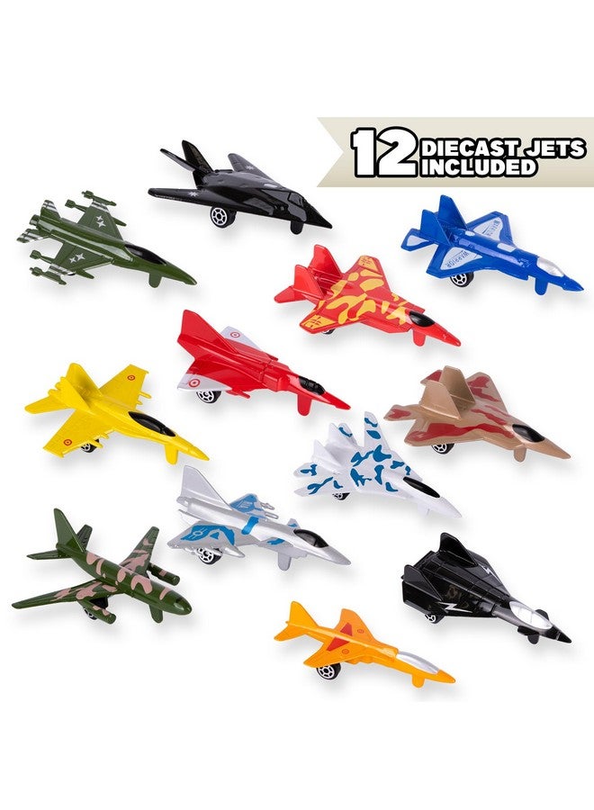 ArtCreativity ArtCreativity Diecast Jet Toy Playset, Set of 12, Fighter Jet Toys in Assorted Colors and Designs, Great Birthday Party Favors, Goodie Bag Fillers, Gift Idea for Kids  - Image 2