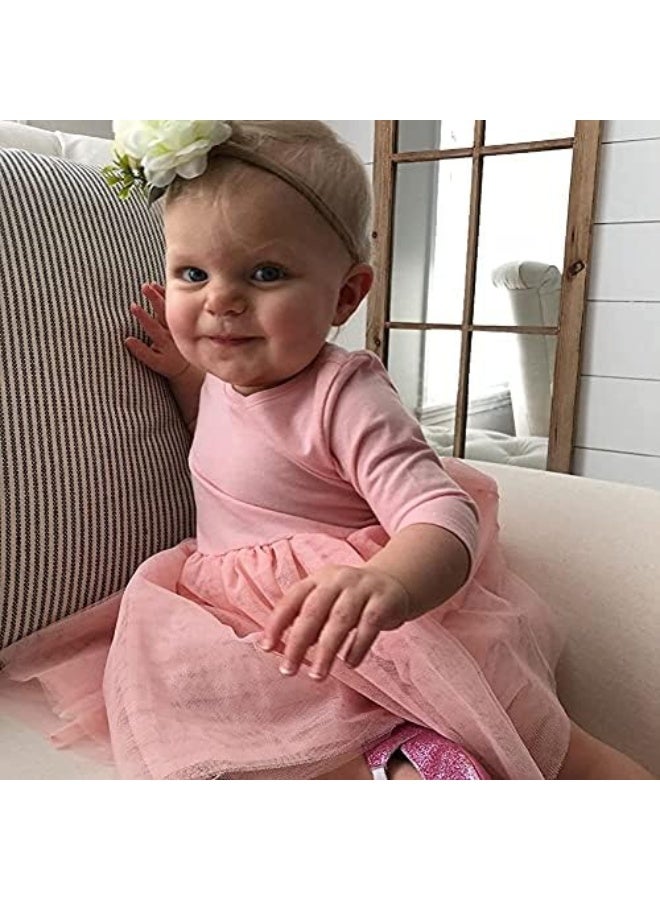 Ever Fairy Ever Fairy Tieback Flower Crown Elastic Flower Headband Baby Girl Toddler Floral Crown Wreath Newborn Hair Accessories (White)  - Image 4