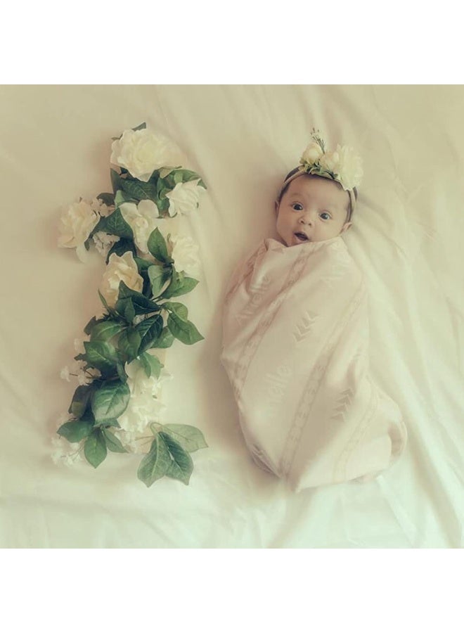 Ever Fairy Ever Fairy Tieback Flower Crown Elastic Flower Headband Baby Girl Toddler Floral Crown Wreath Newborn Hair Accessories (White)  - Image 2