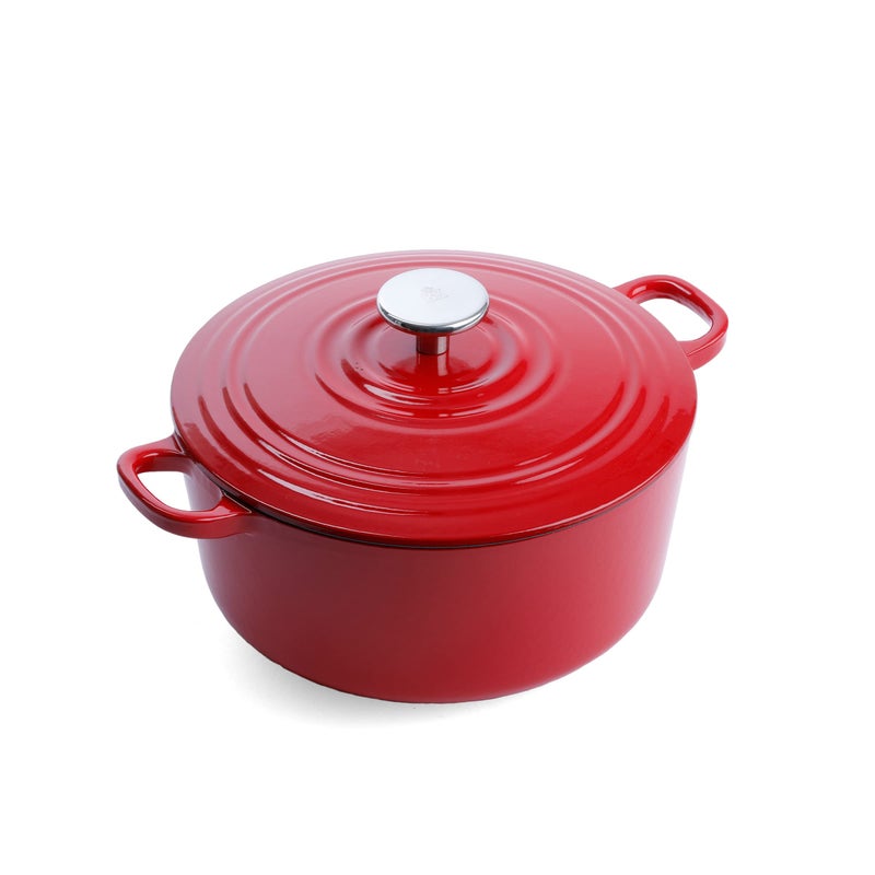 BK Cookware German Enamelled Iron 24 cm42 Litre Dutch Oven Casserole Dish with Lid Induction Dishwasher  Oven Safe Chilli Red