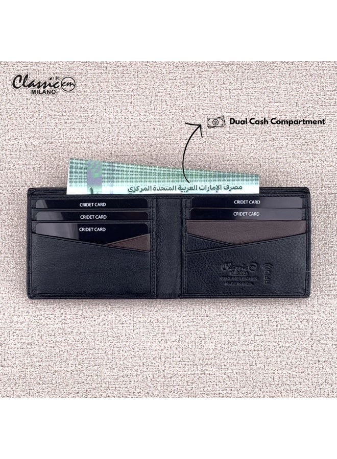 Classic Milano Genuine Leather Wallet for Men – Slim Bifold Men’s Wallet with RFID Blocking, Multiple Card Slots – Stylish Mens Purse Wallets Gift for Husband, Father - Image 2