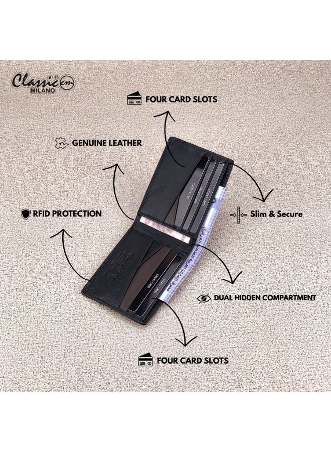 Classic Milano Genuine Leather Wallet for Men – Slim Bifold Men’s Wallet with RFID Blocking, Multiple Card Slots – Stylish Mens Purse Wallets Gift for Husband, Father - Image 3