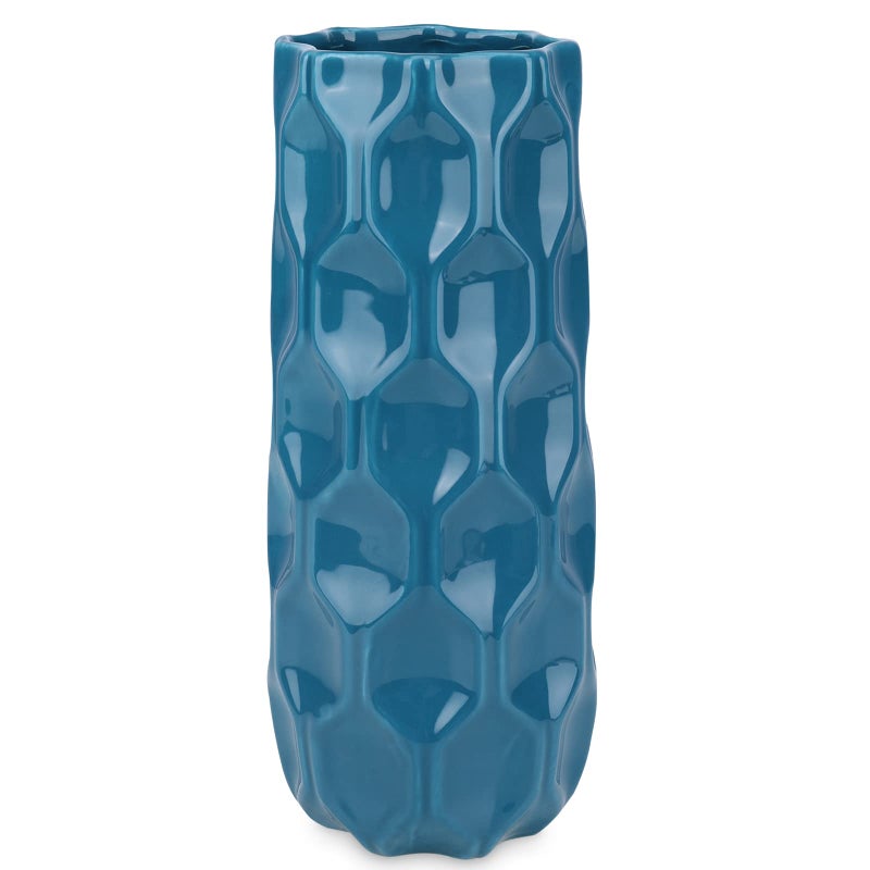 Bdor Ceramic Vase, 11in Flower Vase, Blue Honeycomb Vase for Room Decor, Modern Farmhouse Home DÃ©Cor Accents, Living Room Decor, Book Shelf, Mantel and Minimalism Dining Coffee Table Decor. - Image 1
