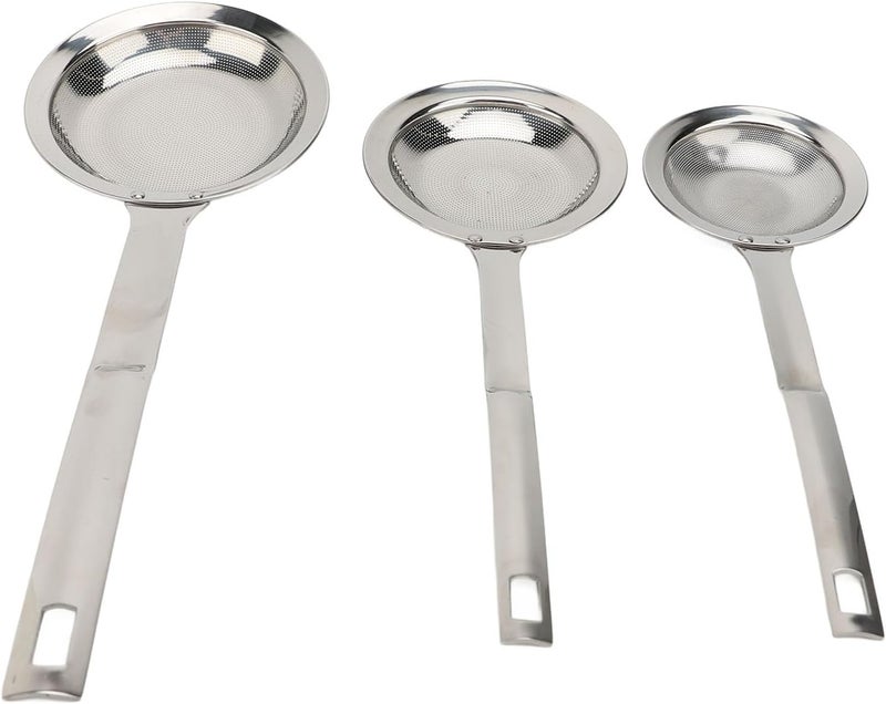 3pcs Skimmer Spoons, Stainless Steel Fine Mesh Strainers, 304 Food Grade Foam and Grease Separator for Soup Stews Hot Pot, with Ergonomic Handle for Kitchen Cooking - Image 4