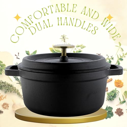 Trilonium Cast Iron Dutch Oven Pot | Casserole | Biryani Pot | Cooking Pot | Pre-Seasoned | 24cm | 3.5 Litres | 4.4 Kgs - Image 5