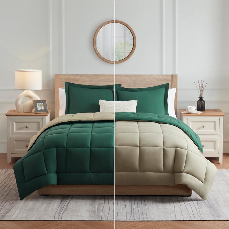 Nestl Quilted Down Alternative Comforter Full Size All Season Black Duvet Inserts with Corner Tabs