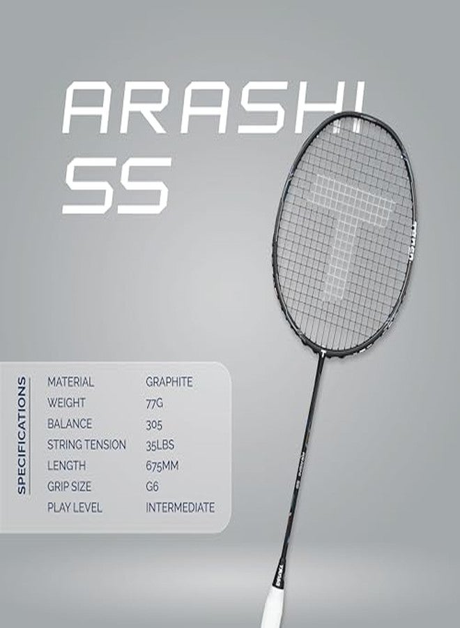 TANSO Arashi SS Strung Badminton Racket (35 Lbs Tension, Recommended by Padukone School of Badminton, 77 Grams Ultra Light Weight Full Carbon Fiber with Premium Strings and Full Racquet Cover) - Image 4