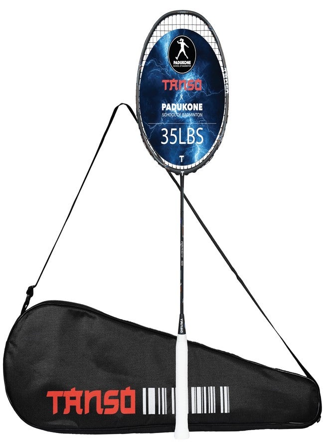 TANSO Arashi SS Strung Badminton Racket (35 Lbs Tension, Recommended by Padukone School of Badminton, 77 Grams Ultra Light Weight Full Carbon Fiber with Premium Strings and Full Racquet Cover) - Image 2