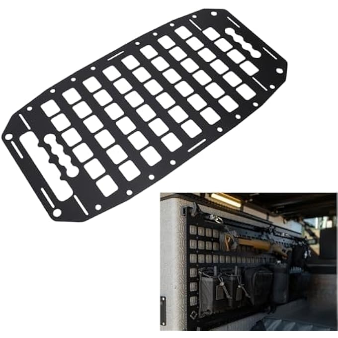 rayihni Truck Bed Molle Panel Rack, 21x10.7x0.1in Aluminum L Molle Panel Portable Cargo Storage Organizer, Ideal for Cars SUVs Pickup Van RVs - Image 3