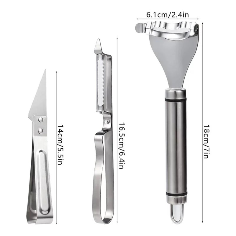Stainless steel peeler three-piece potato peeler smiley face wipers duck hair clip running Jianghu stall fruit knife Corn planing three-piece set Corn planing three-piece set