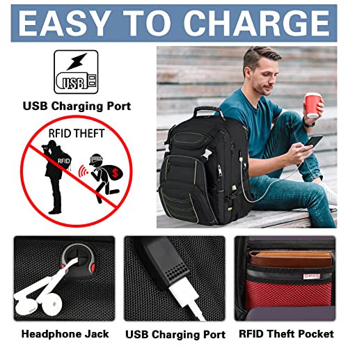 SINVICKO Travel Laptop Backpack,Extra Large 18.4 Inch Laptop RFID Anti Theft TSA Friendly Backpack with USB Charging Port,Water Resistant Backbag,Heavy Duty Computer Bag for Women Men,21.2*15.5*11.5 inch Green - Image 4