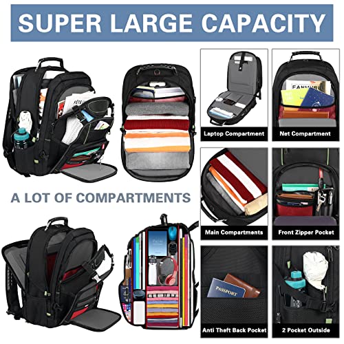 SINVICKO Travel Laptop Backpack,Extra Large 18.4 Inch Laptop RFID Anti Theft TSA Friendly Backpack with USB Charging Port,Water Resistant Backbag,Heavy Duty Computer Bag for Women Men,21.2*15.5*11.5 inch Green - Image 3