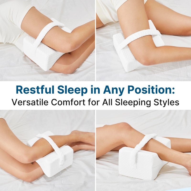 UJPFEO Knee Pillow for Side Sleepers,Memory Foam Leg Pillow for Side Sleeping Between Knees,Knee Cushions for Hip,Back,Joints,Sciatica Pain Relief Pillows,Spinal Alignment Support,White - Image 4