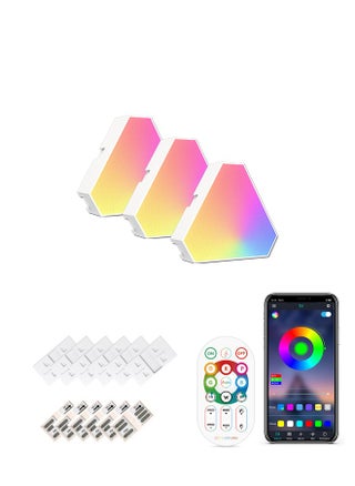 لوحات إضاءة LED مثلثة، أضواء مثلثة بثلاثة منافذ اتصال، إضاءة RGBIC حقيقية لأجهزة الألعاب، أضواء حائط ذكية لغرفة النوم، تحكم عبر التطبيق، مزامنة مع الموسيقى، مثالية لغرف الألعاب والبث المباشر، عبوة من 3 قطع - pzsku/Z53BF9BC16DF9D5F842DEZ/45/1744255365/468ab4c1-78e3-4bc3-8121-fe87ed3767a7