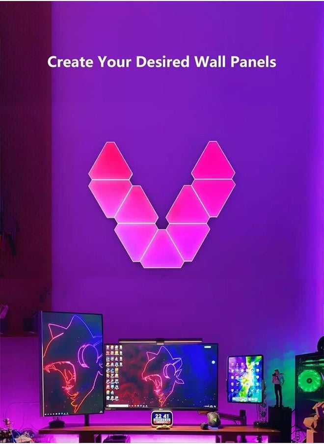 لوحات إضاءة LED مثلثة، أضواء مثلثة بثلاثة منافذ اتصال، إضاءة RGBIC حقيقية لأجهزة الألعاب، أضواء حائط ذكية لغرفة النوم، تحكم عبر التطبيق، مزامنة مع الموسيقى، مثالية لغرف الألعاب والبث المباشر، عبوة من 3 قطع